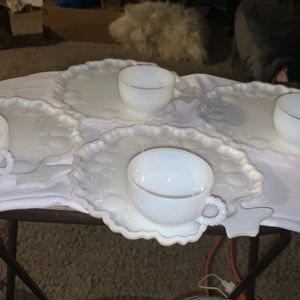 Cherry milk, glass, snack plate